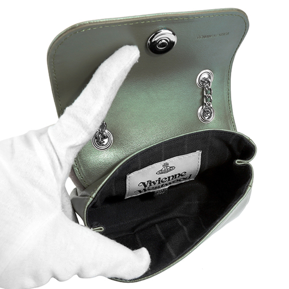 Vivienne Westwood Shoulder Bag Pearl Leather Green - Picture 5 of 9